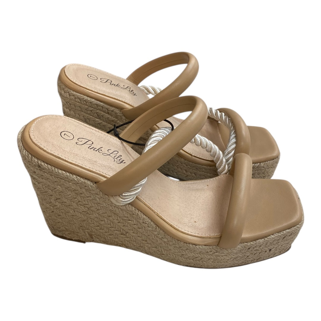 Sandals Heels Wedge By Pink Lily In Brown, Size:7