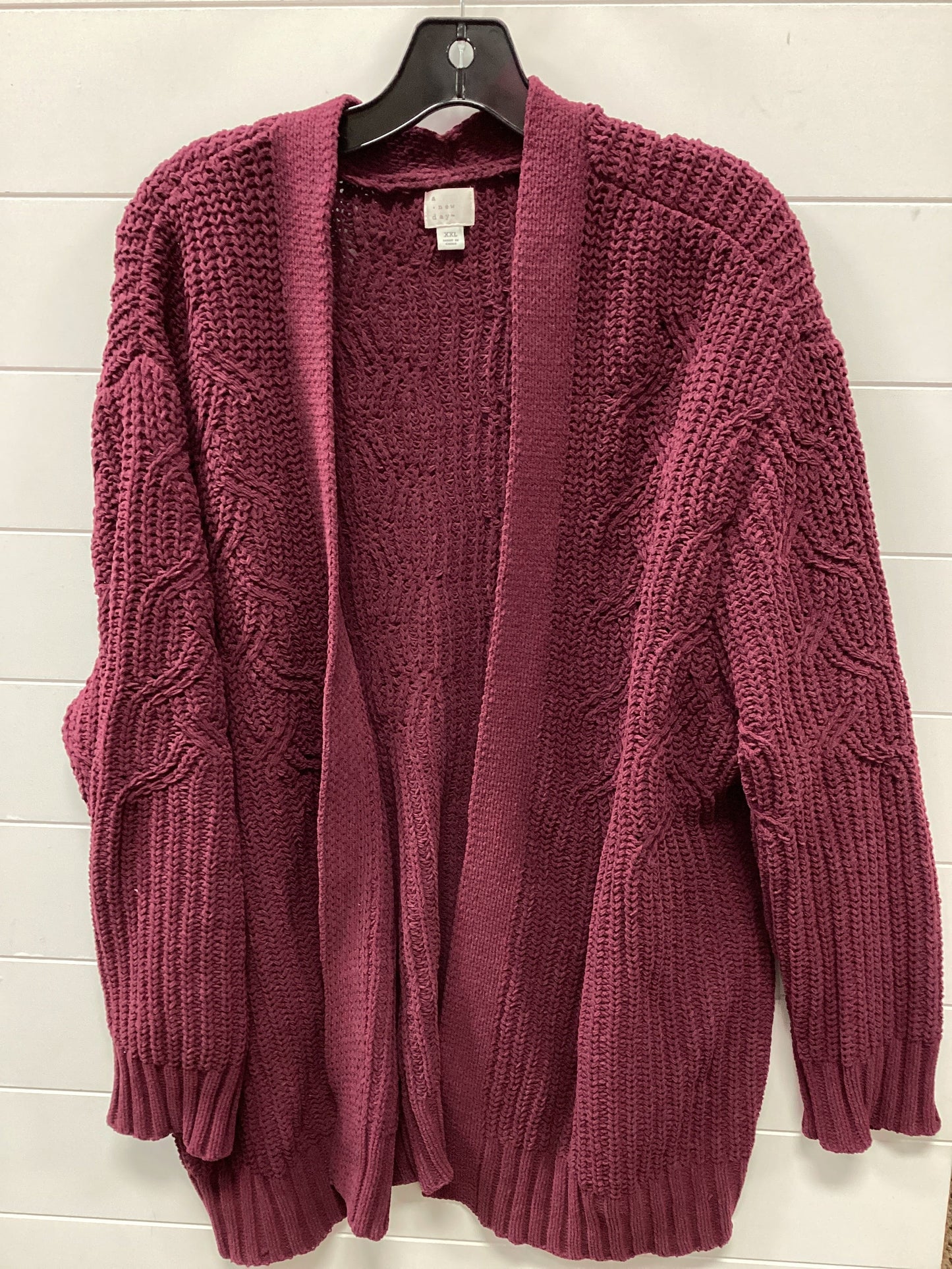 Sweater Cardigan By A New Day In Maroon, Size:Xxl