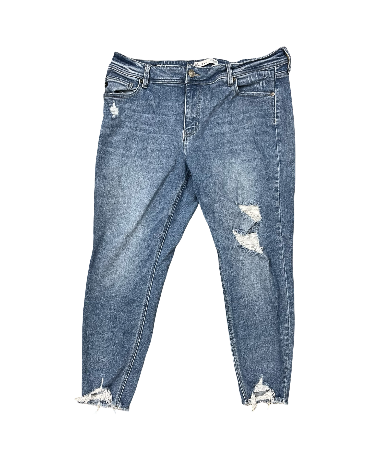 Jeans Skinny By Kancan In Blue Denim, Size:18
