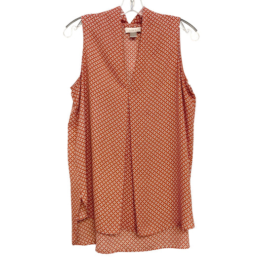 Top Sleeveless By Loft In Orange & White, Size:M