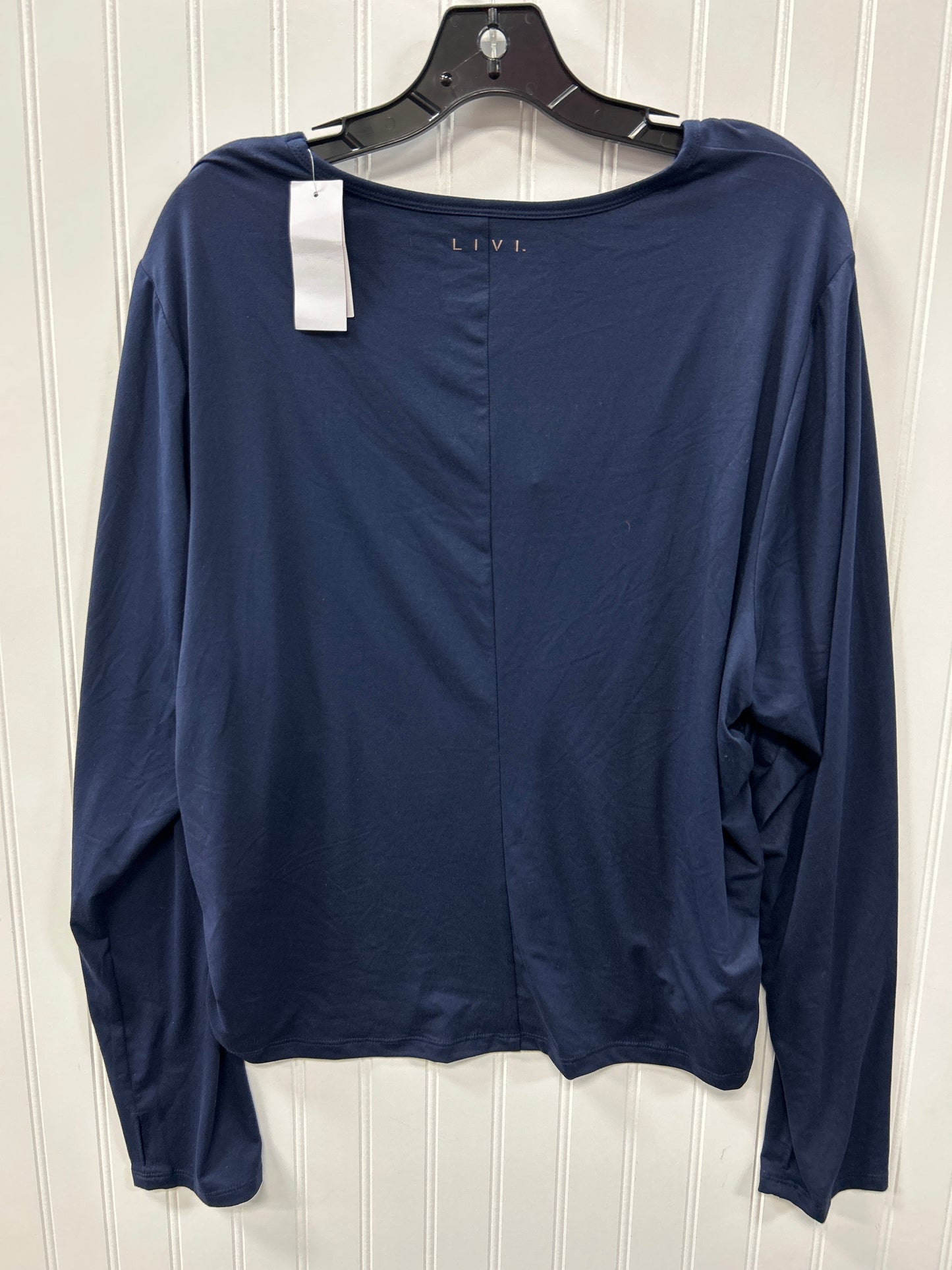 Athletic Top Ls Collar By Livi Active In Navy, Size:3X