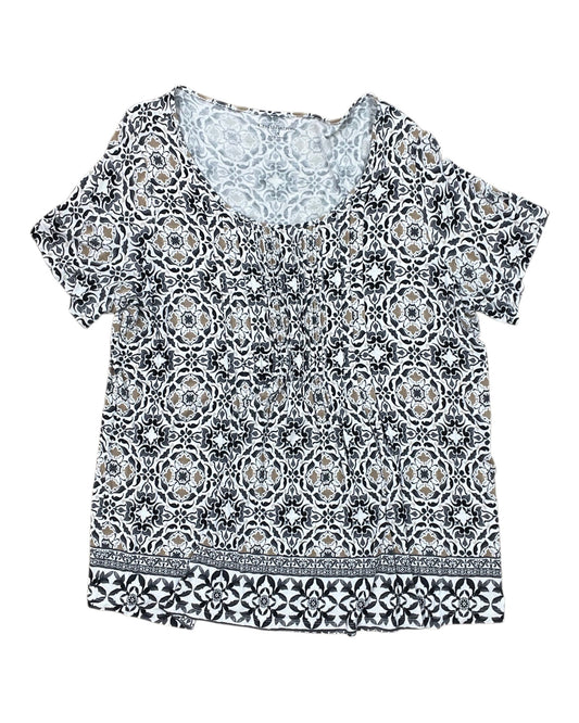 Top Ss By Croft And Barrow In Black & Tan, Size:1X
