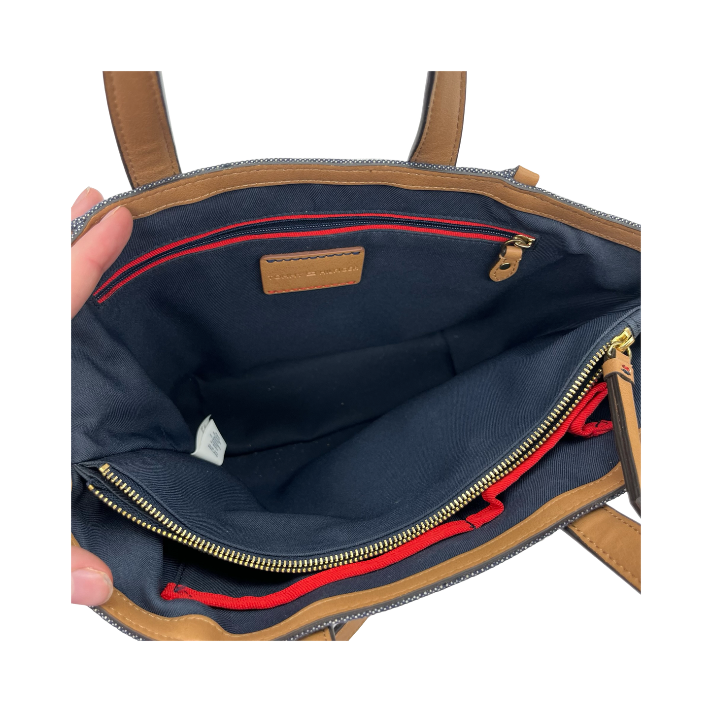 Handbag By Tommy Hilfiger In Blue & White, Size:Medium