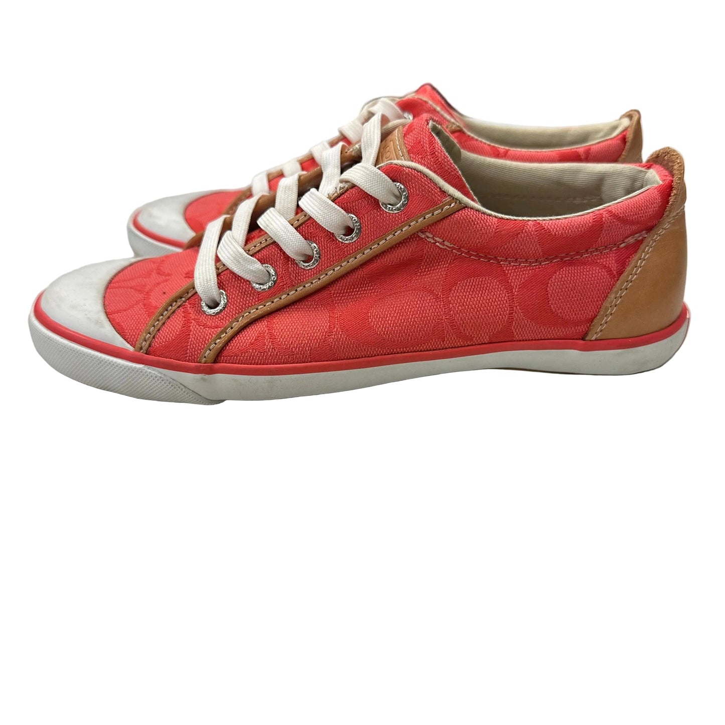 Shoes Designer By Coach In Red & Tan, Size:6.5