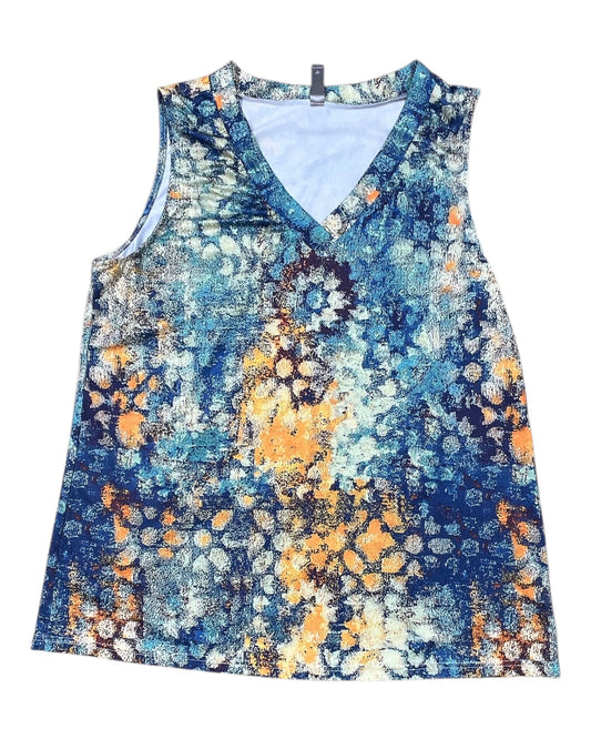 Top Sleeveless By Noracora In Green & Yellow, Size:Xl