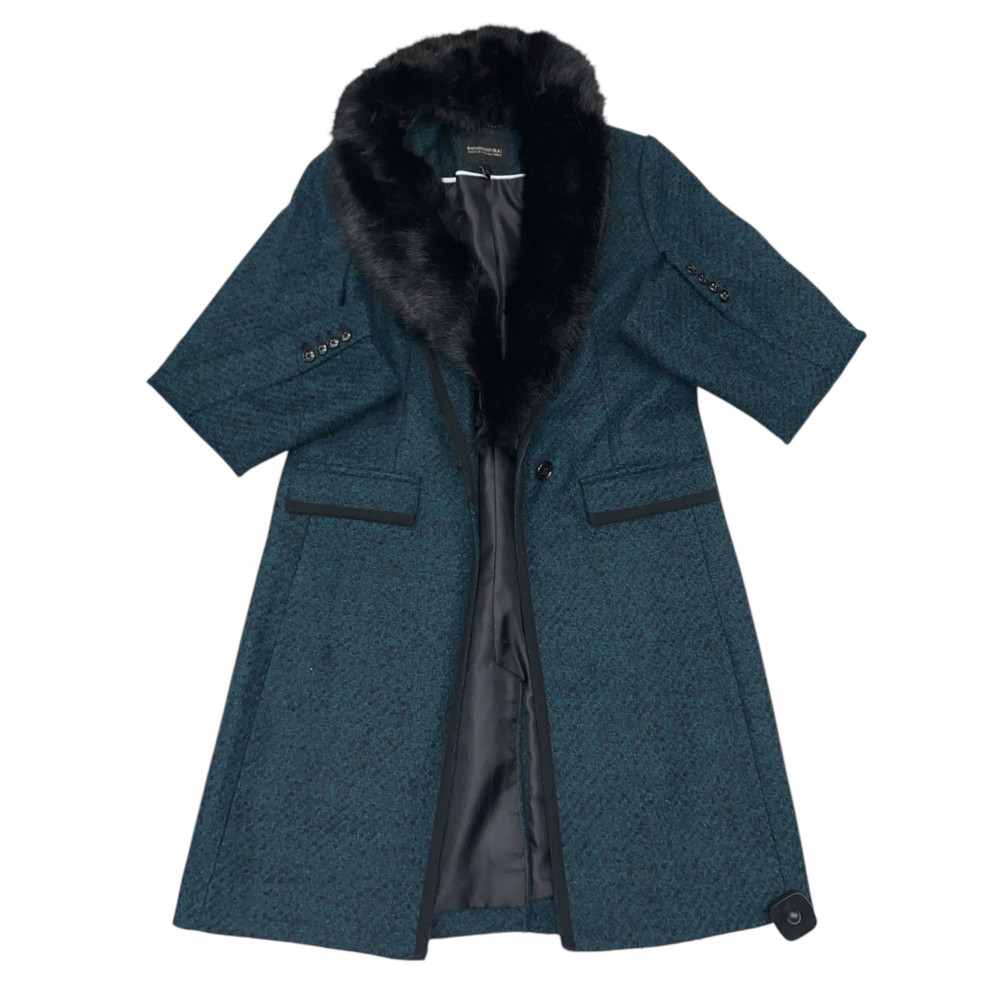 Coat Peacoat By Banana Republic In Black & Green, Size:Xs
