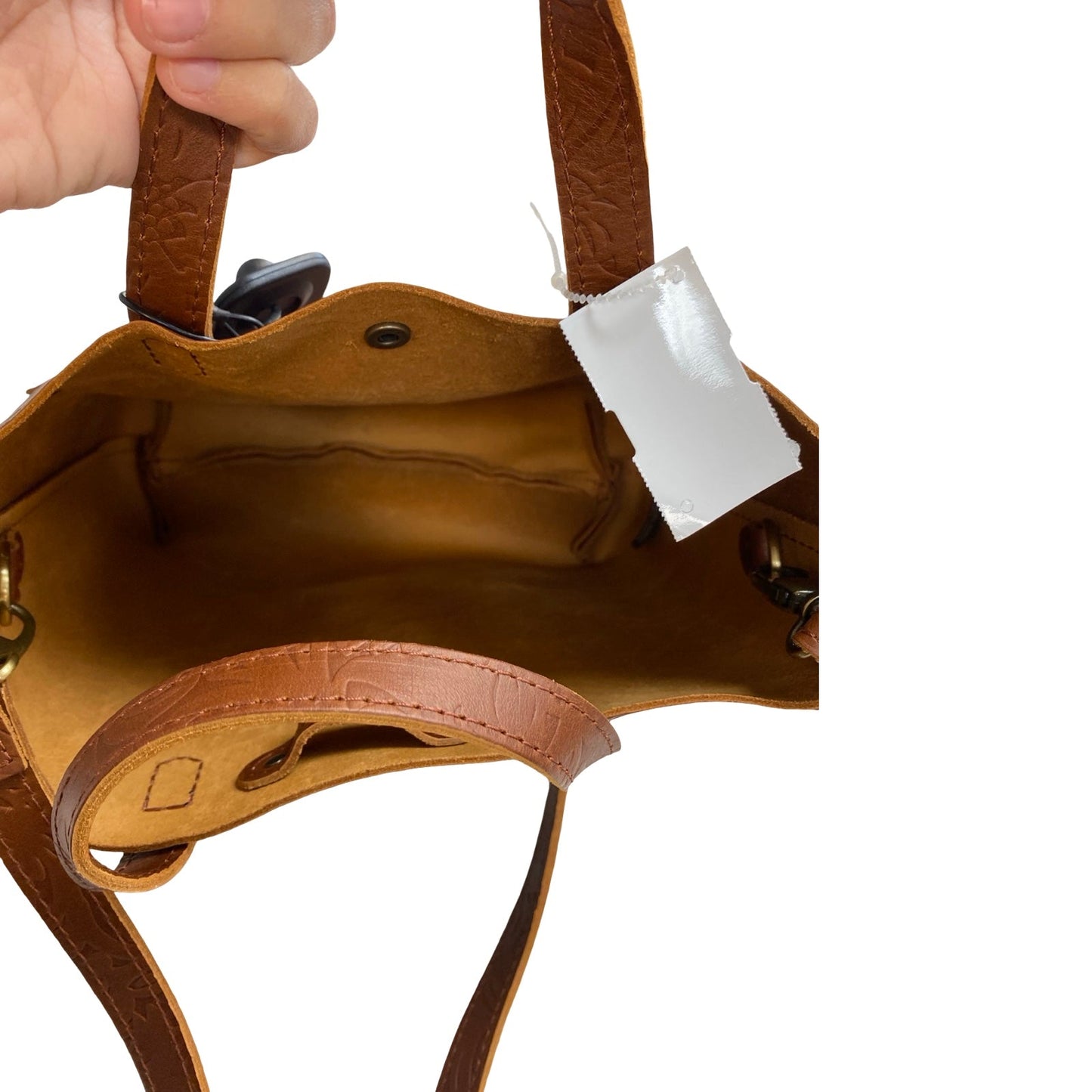 Handbag Leather By Portland Leather In Brown, Size:Medium