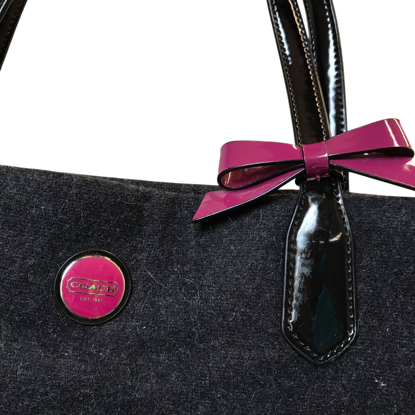 Handbag Designer By Coach In Grey & Purple, Size:Medium