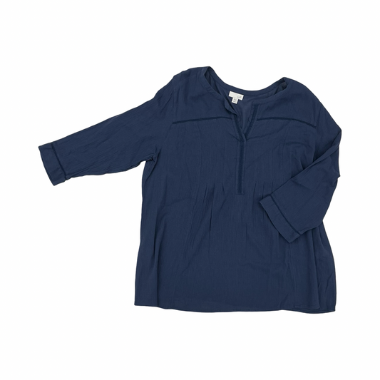 Blouse Ls By J. Jill In Blue, Size:1X