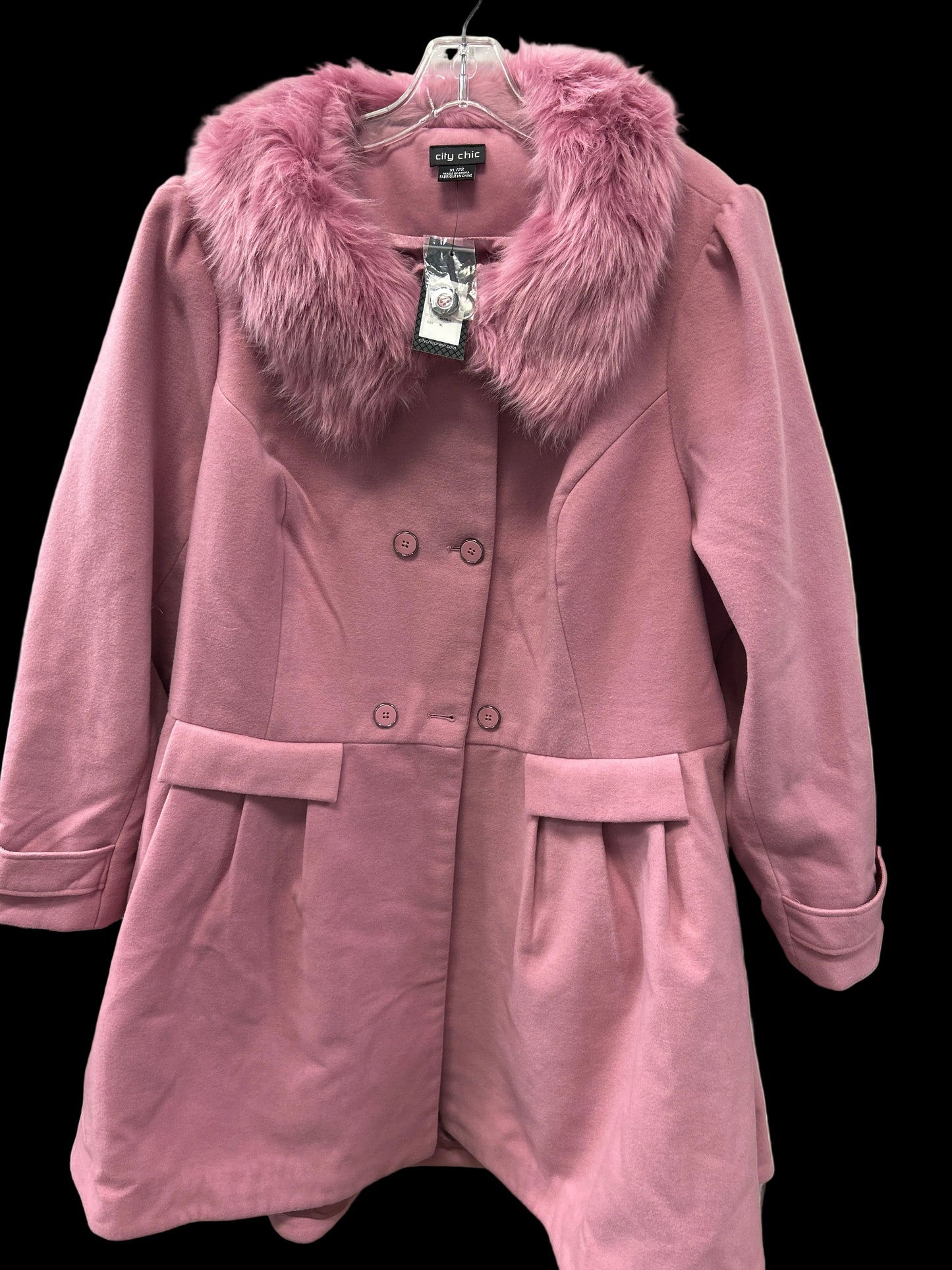 Coat Trench Coat By City Chic In Pink, Size:Xl