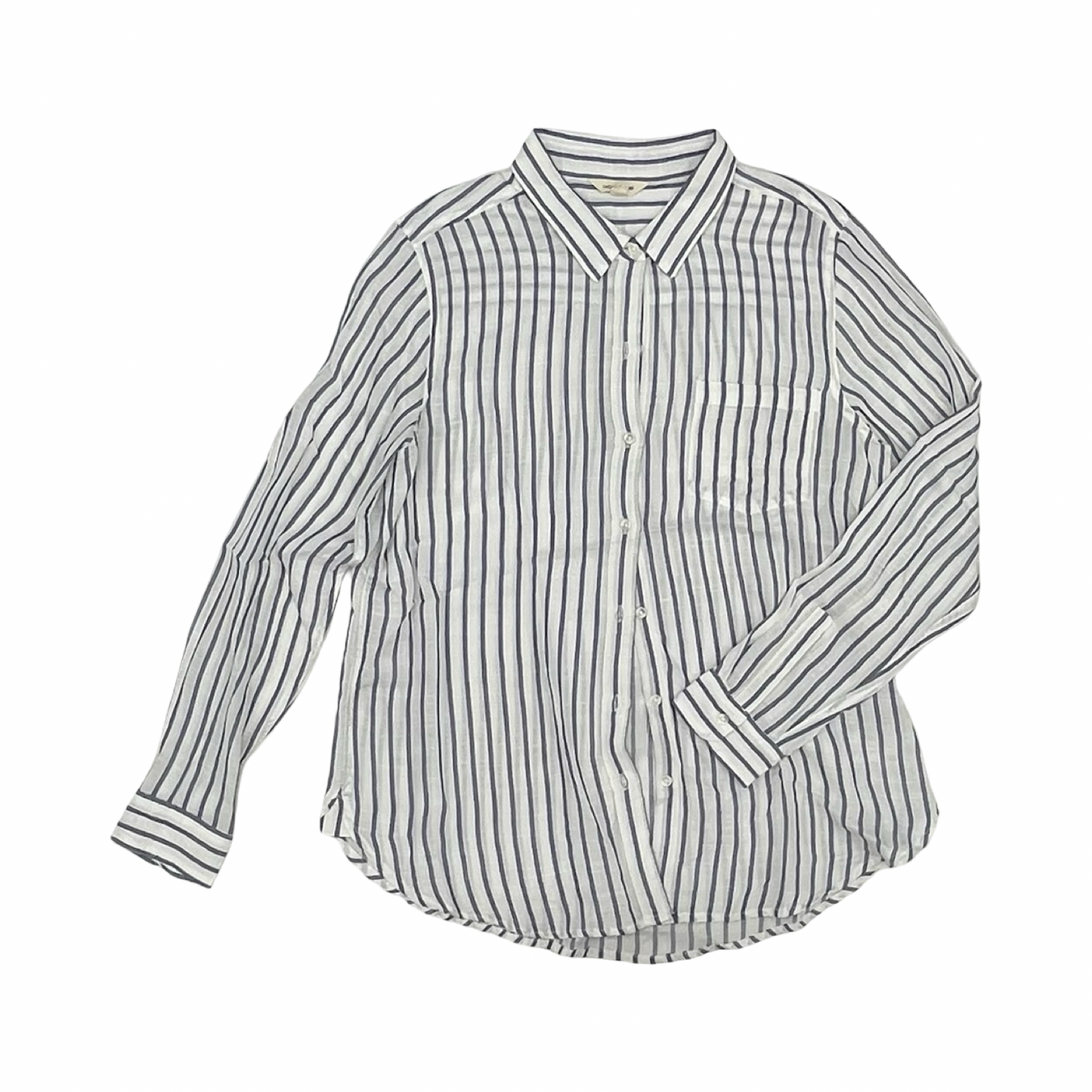 Blouse Ls By Lucky Brand In Blue & White, Size:L