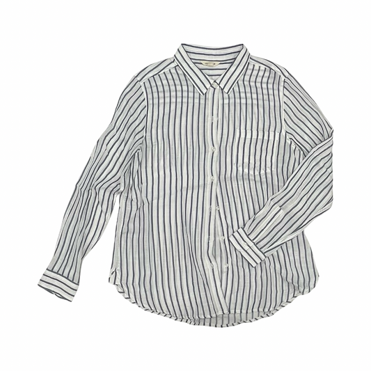 Blouse Ls By Lucky Brand In Blue & White, Size:L