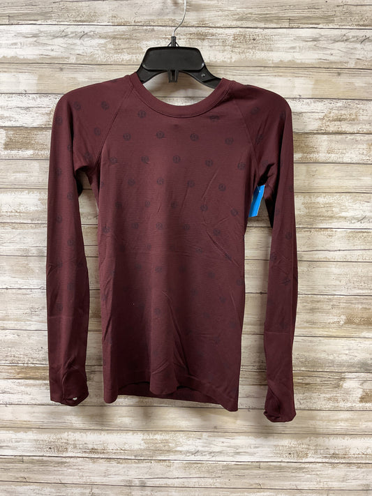 Athletic Top Ls Crewneck By Lululemon In Maroon, Size:4