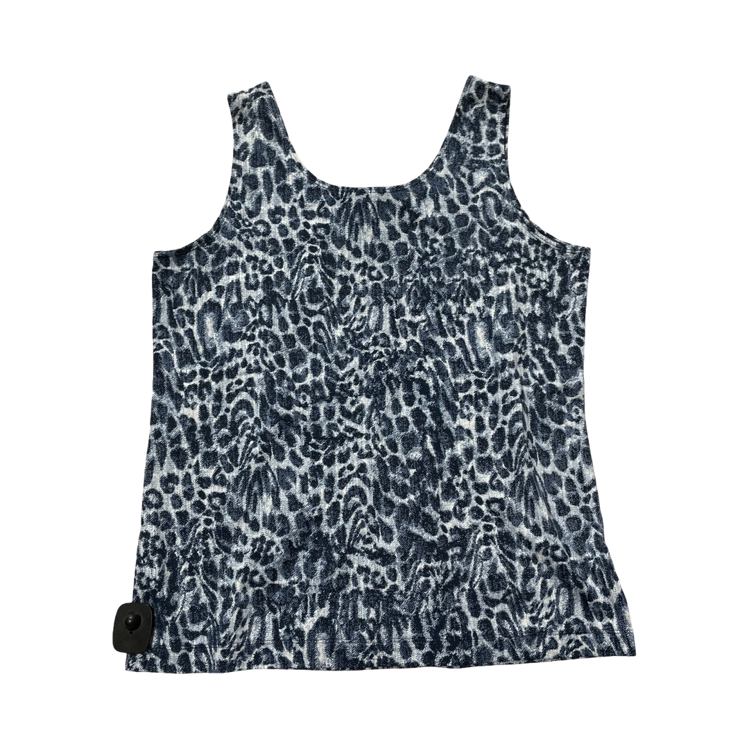 Top Sleeveless By Chicos In Blue & White, Size:L
