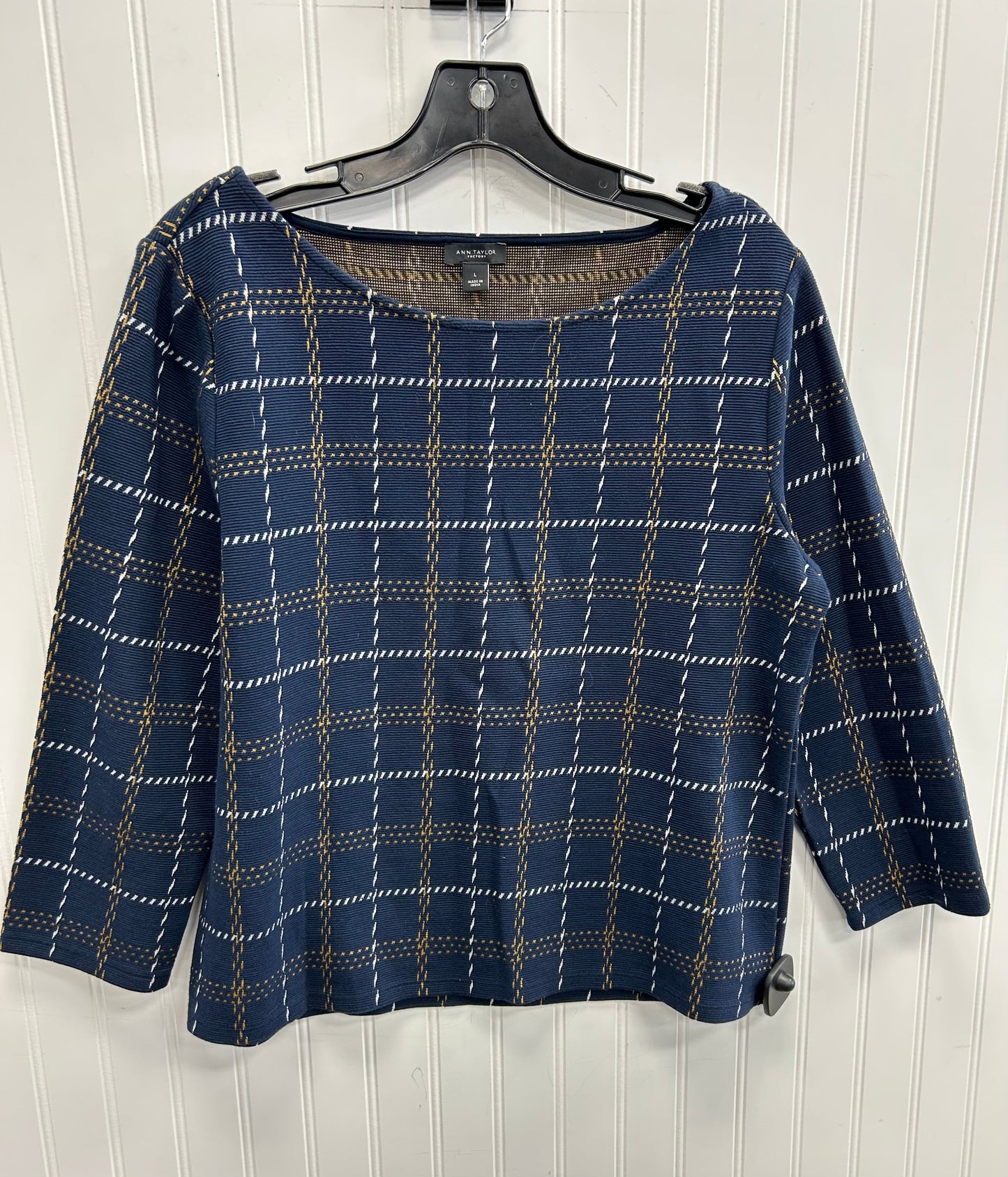Top Ls By Ann Taylor In Navy, Size:L