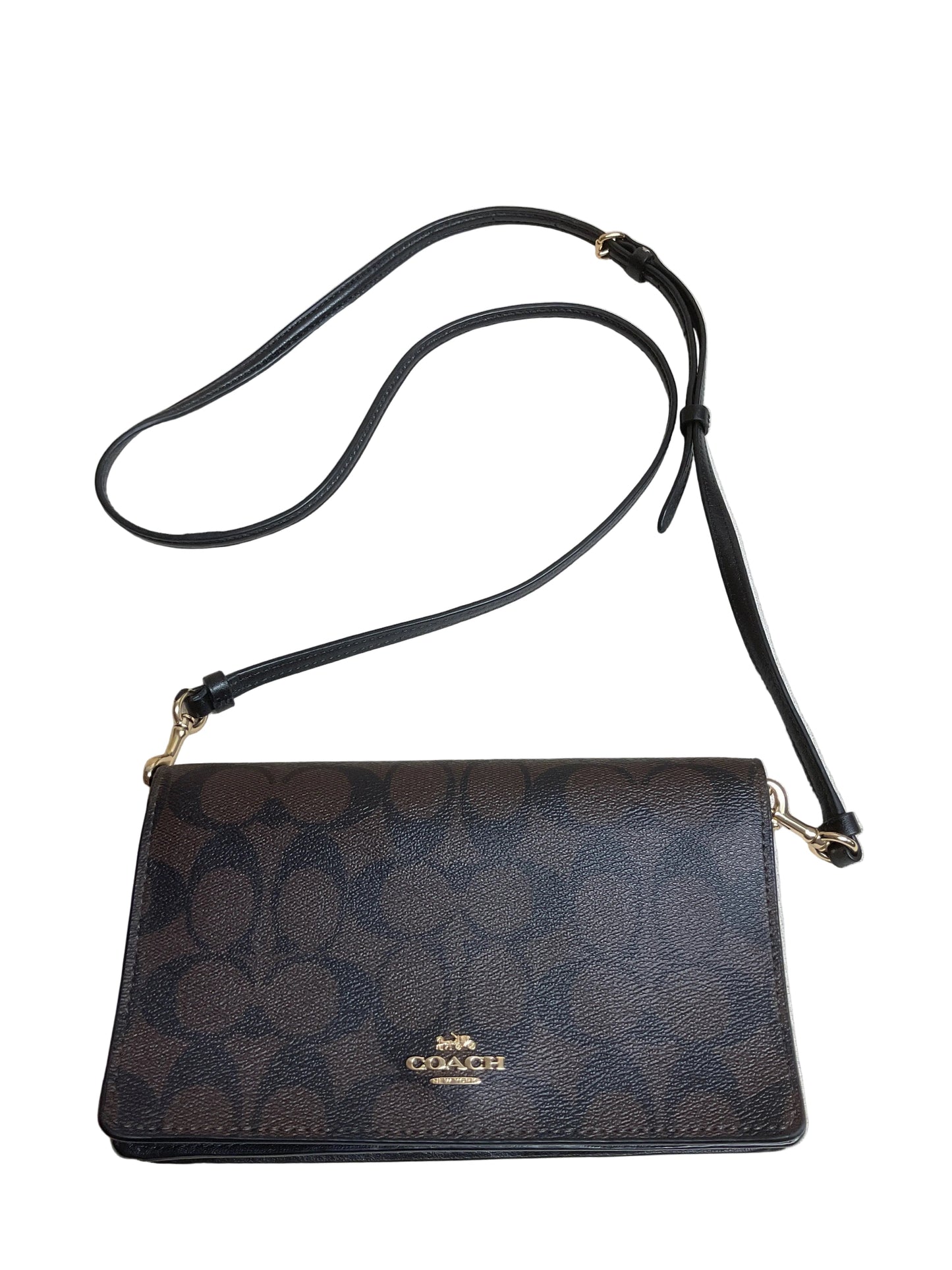Crossbody Designer By Coach In Black & Brown, Size:Small