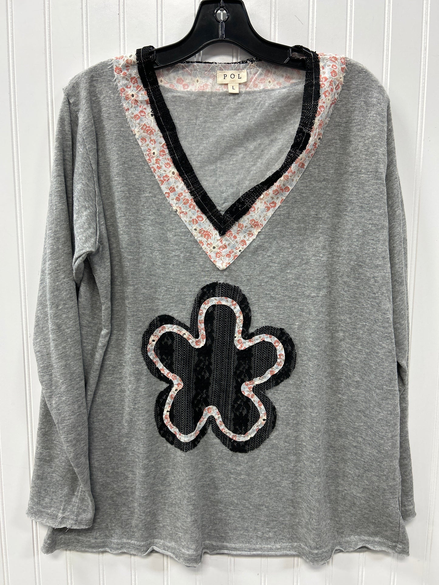 Top Ls By Pol In Grey, Size:L