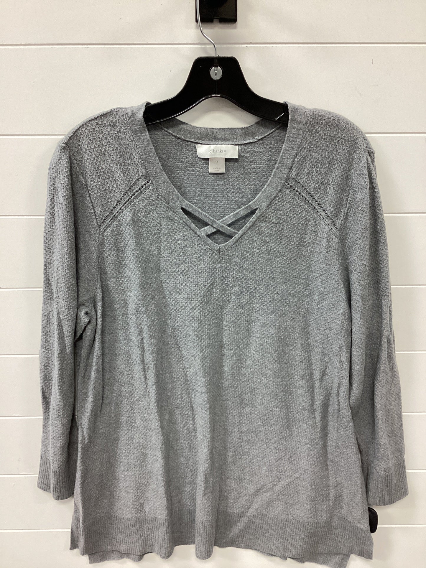 Top Ls By Cj Banks In Grey, Size:1X
