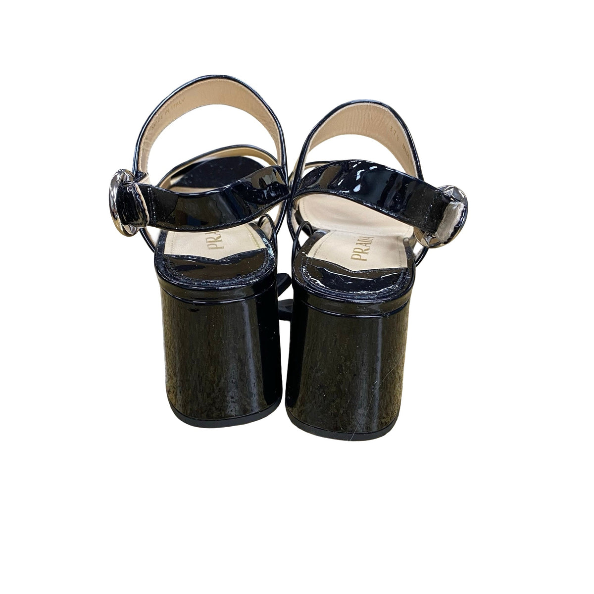Sandals Luxury Designer By Prada In Black, Size:7.5 (37.5)
