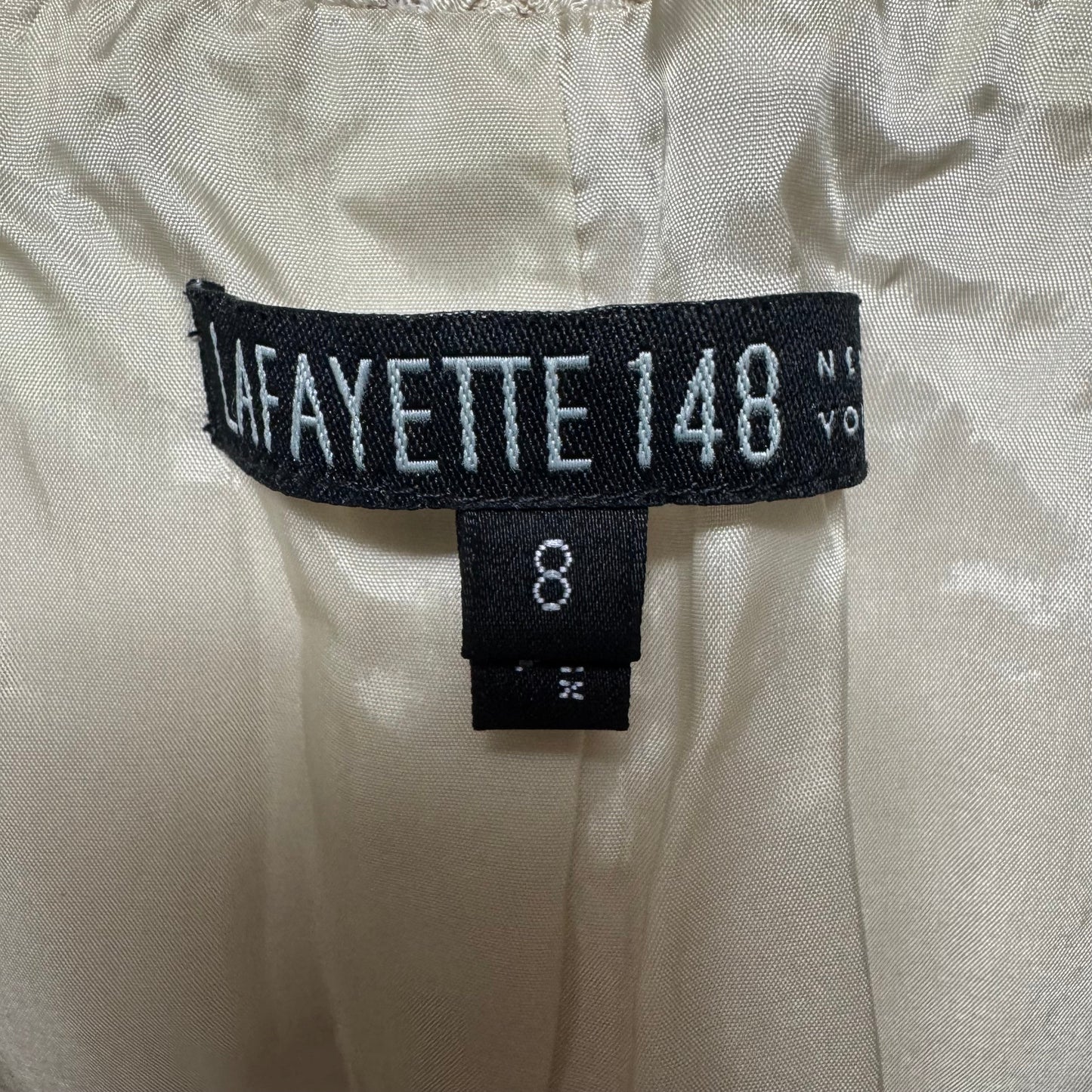 Textured One Button Blazer Designer By Lafayette 148 In Cream, Size: 8