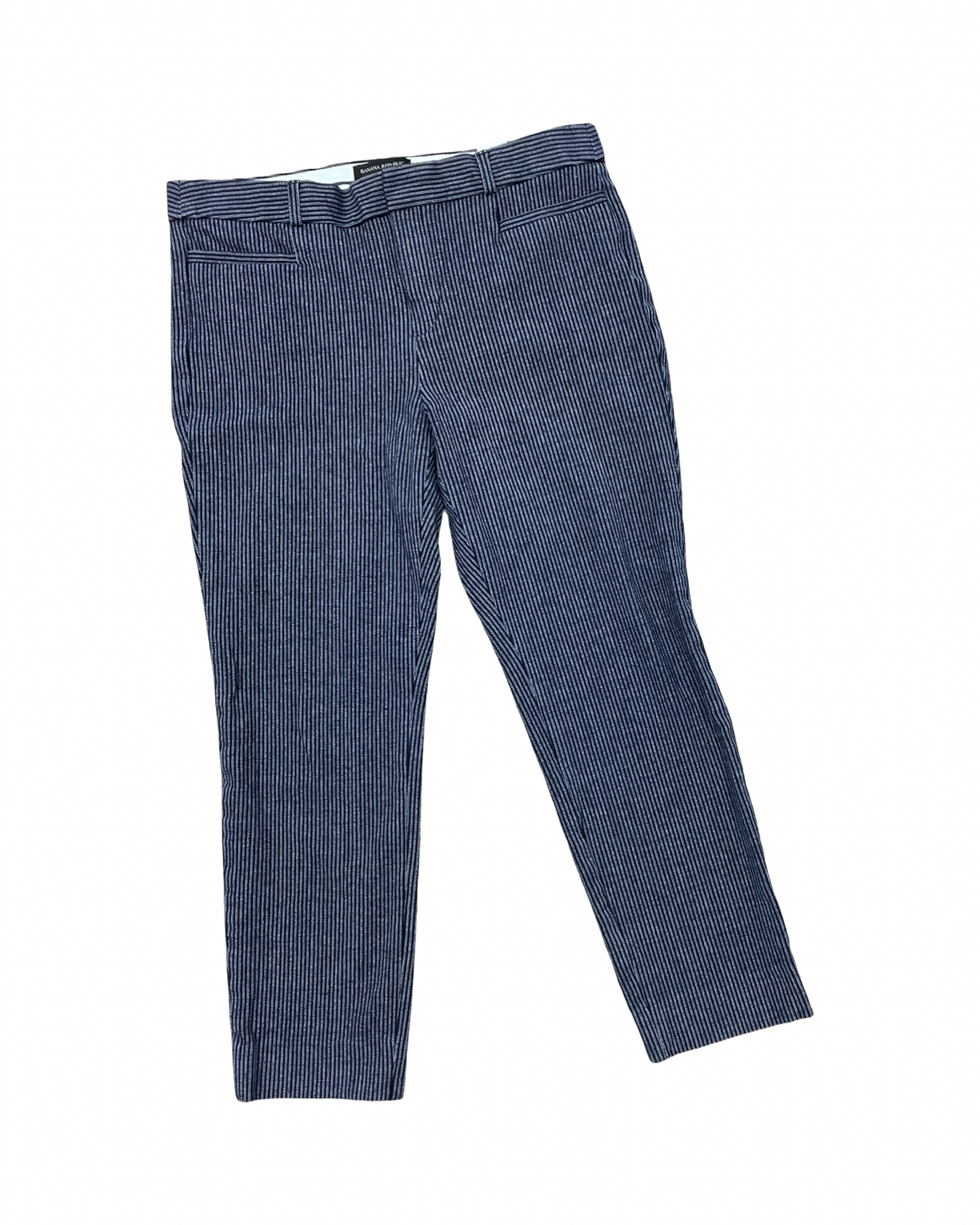 Pants Cropped By Banana Republic In Blue & White, Size:10