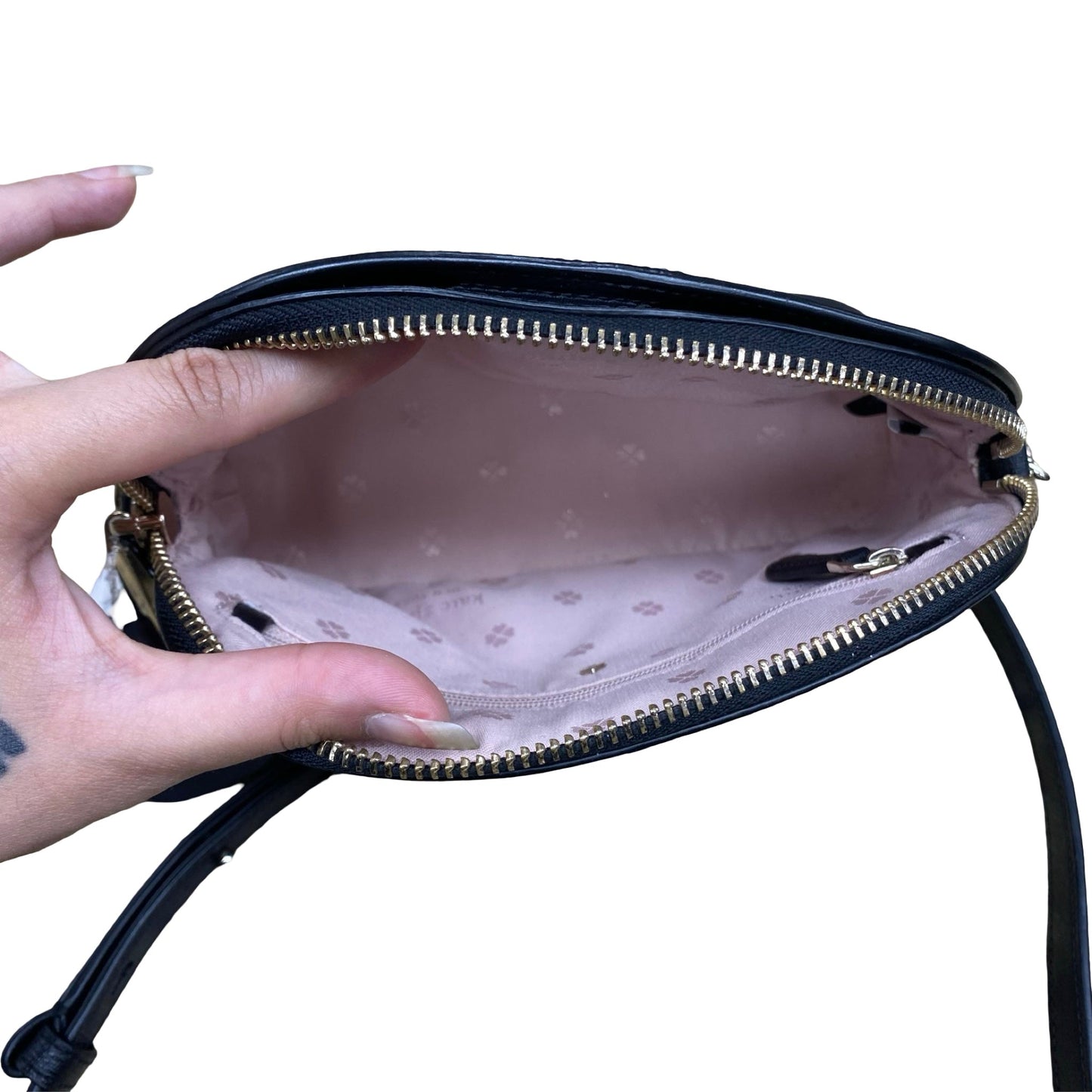 Handbag Designer By Kate Spade In Black & Silver, Size:Small