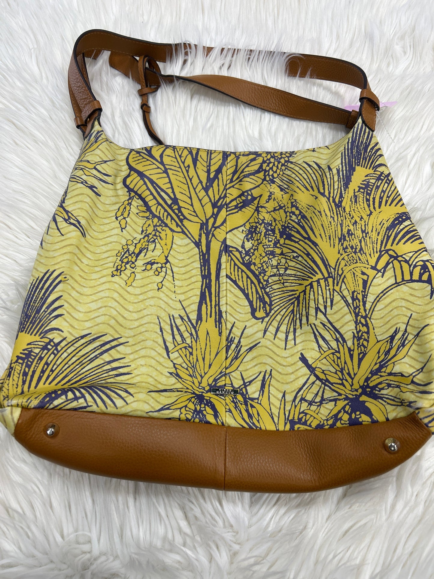 Handbag Leather By Vince Camuto In Yellow, Size:Large