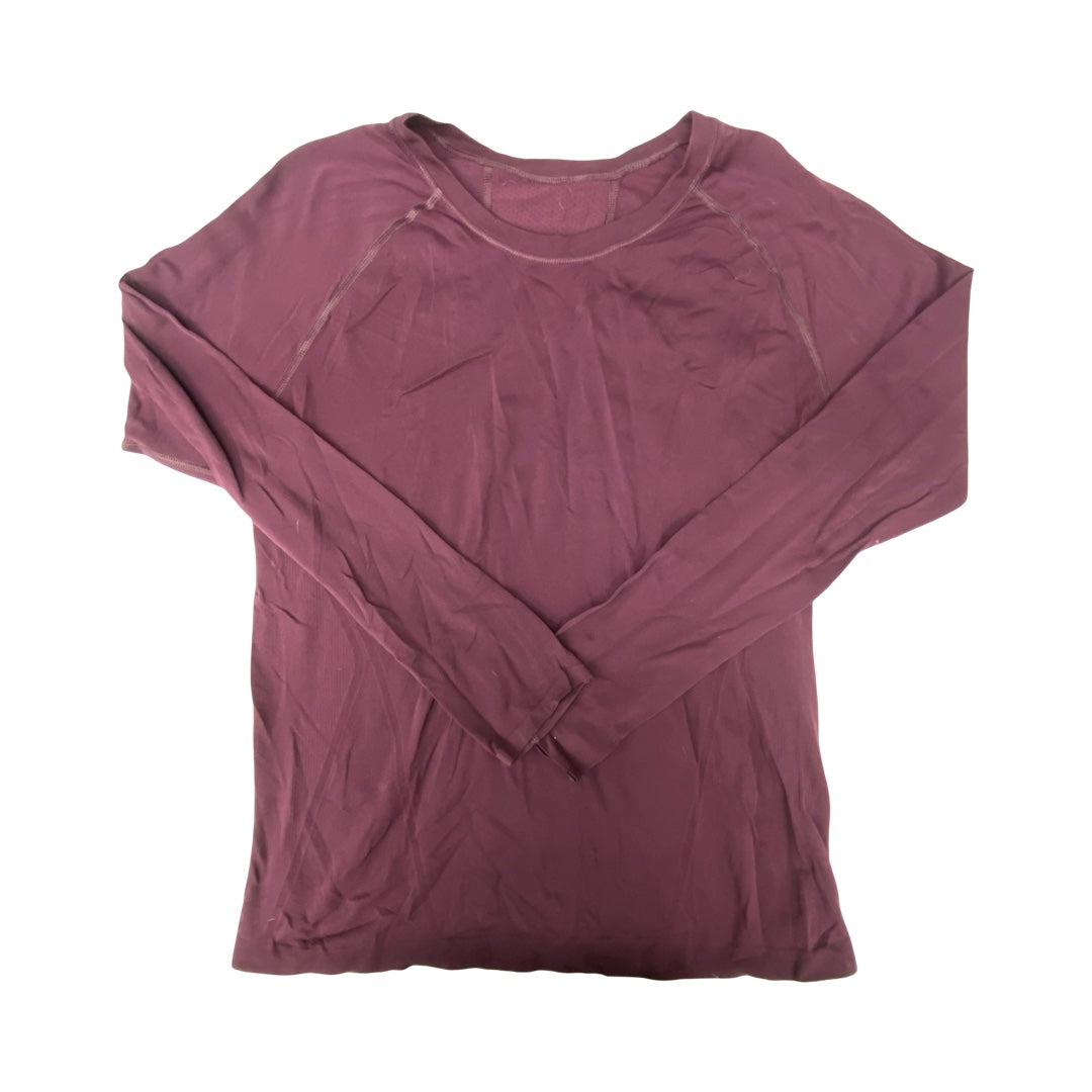 Athletic Top Ls Collar By Athleta In Maroon, Size:L