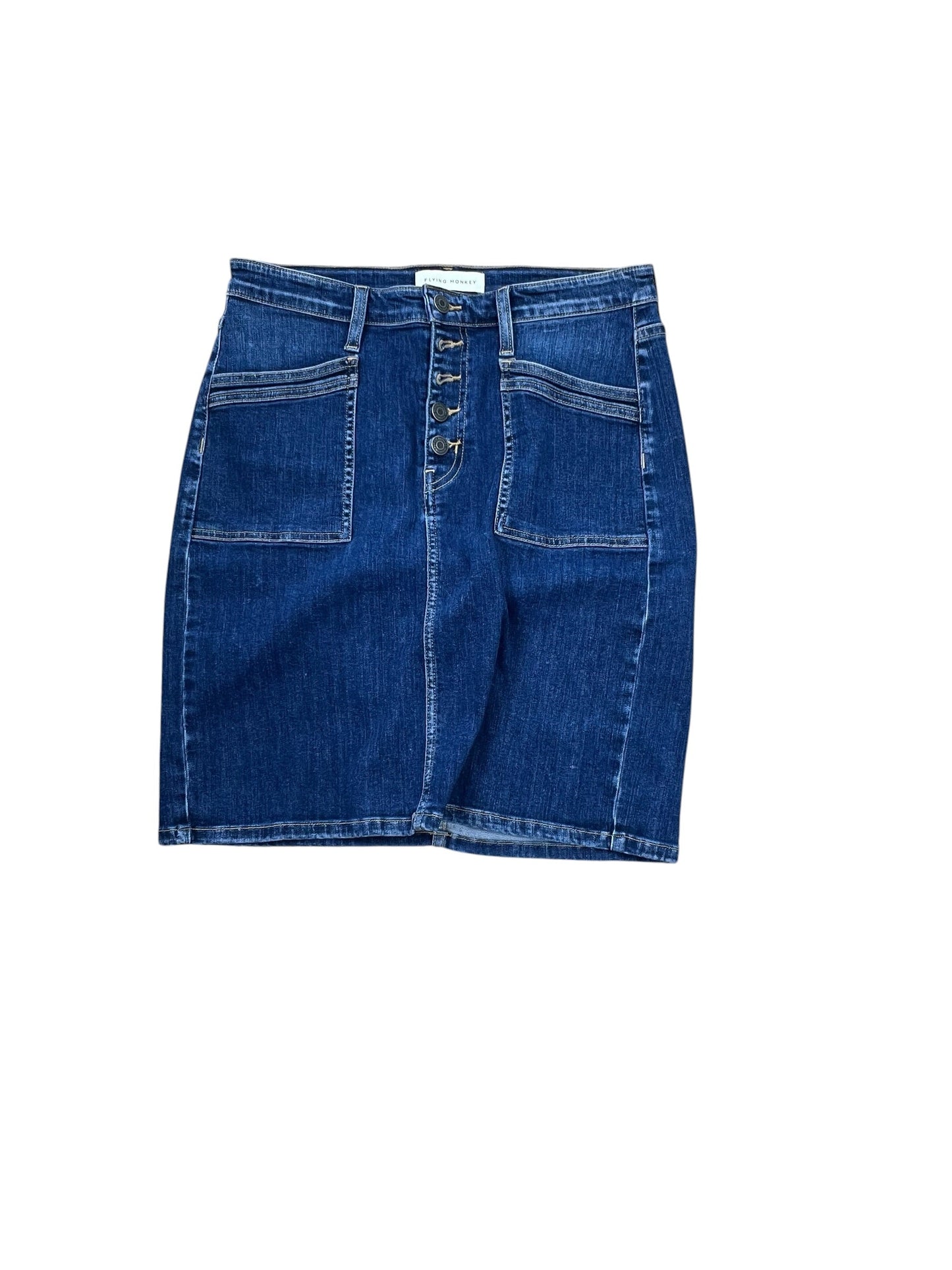 Skirt Midi By Flying Monkey In Blue Denim, Size:6