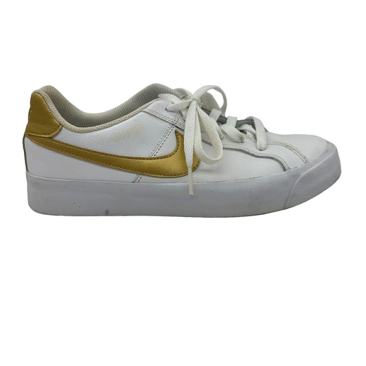 GOLD & WHITE SHOES SNEAKERS by NIKE, SIZE 8
