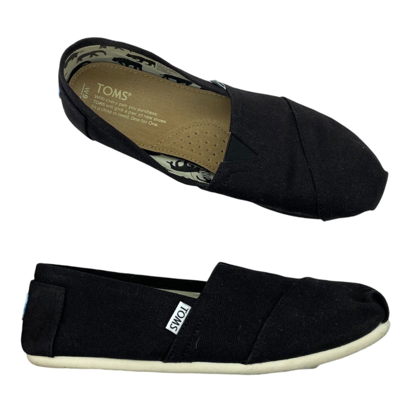 Shoes Flats By Toms In Black, Size:9