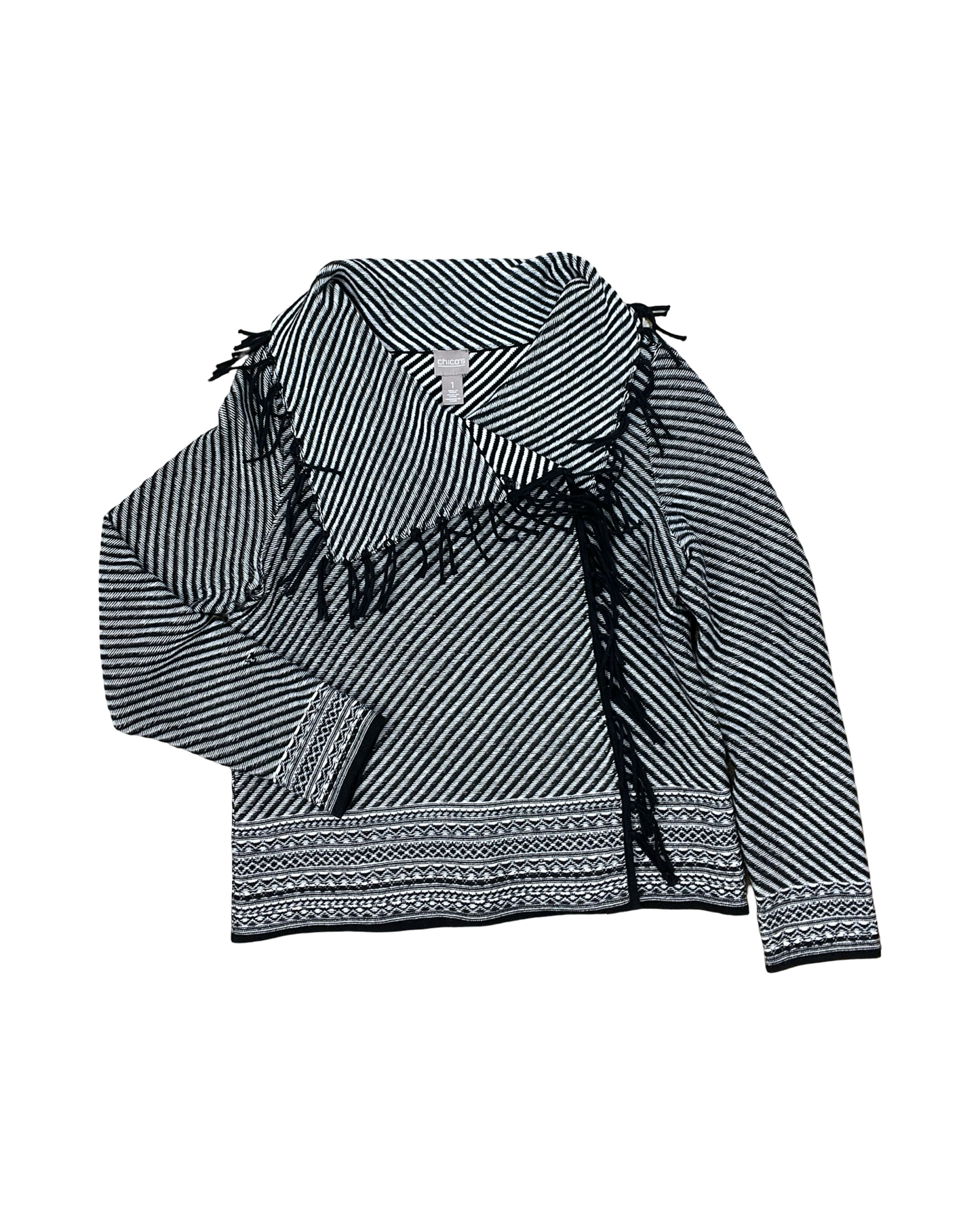 Cardigan By Chicos In Black & White, Size:M