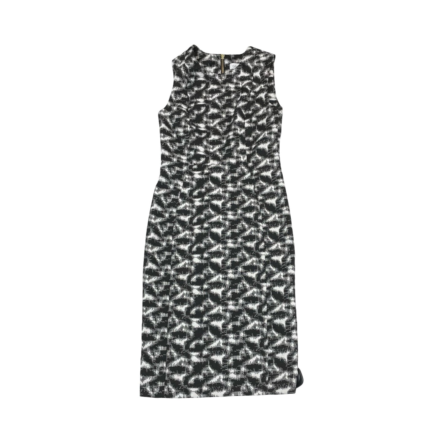 Dress Casual Midi By Calvin Klein In Black & White, Size:2P