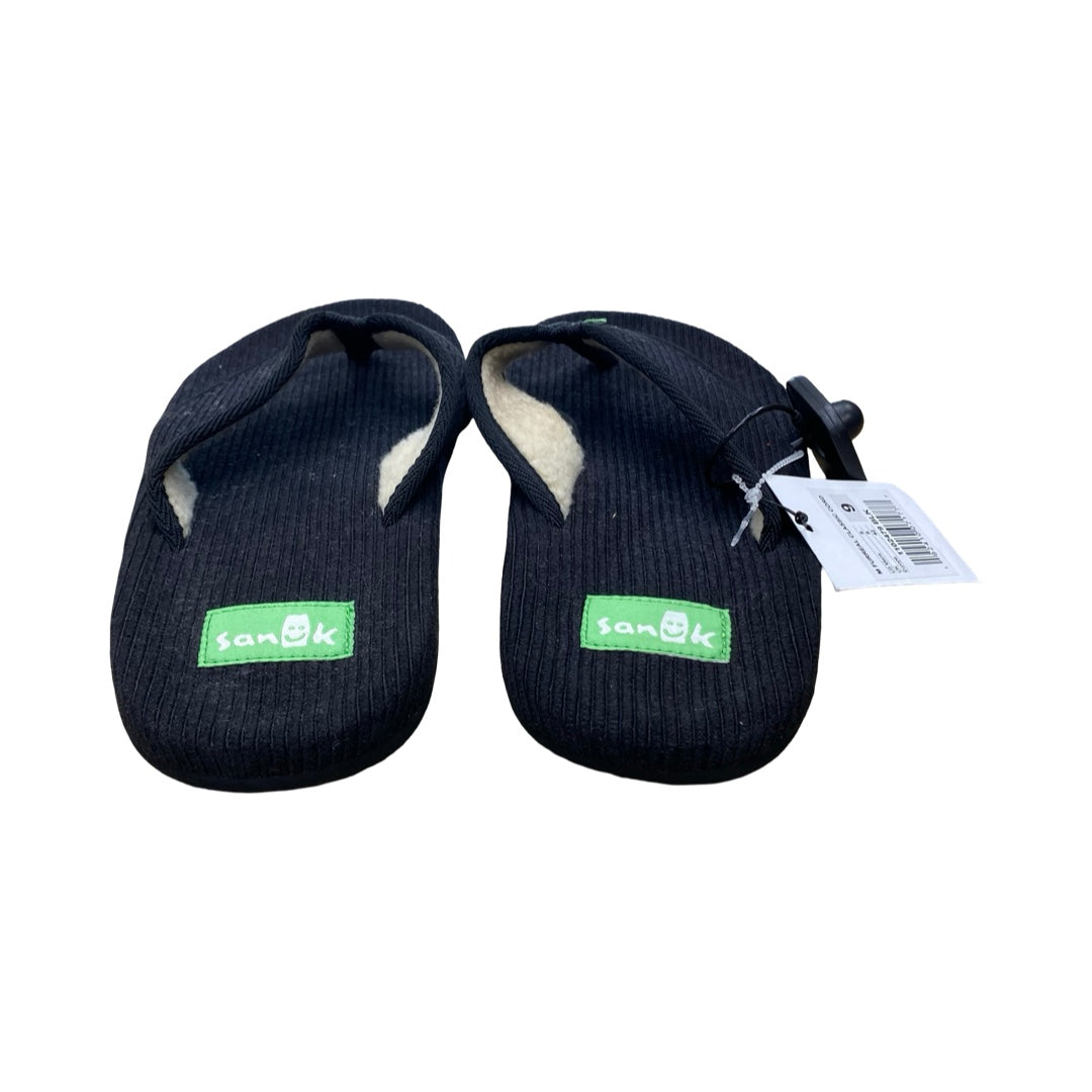 Sandals Flip Flops By Sanuk In Black, Size:9