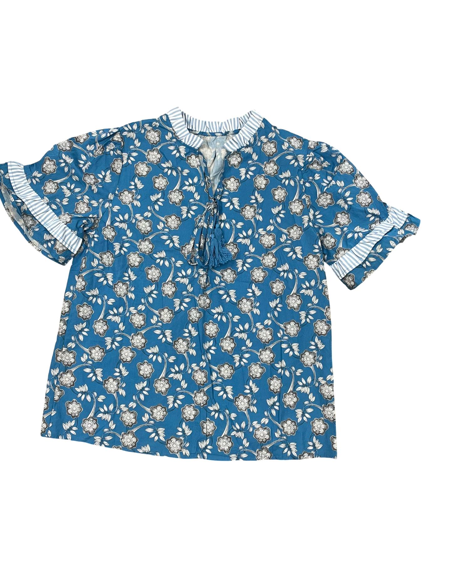 Top Ss By Clothes Mentor In Blue & White, Size:M