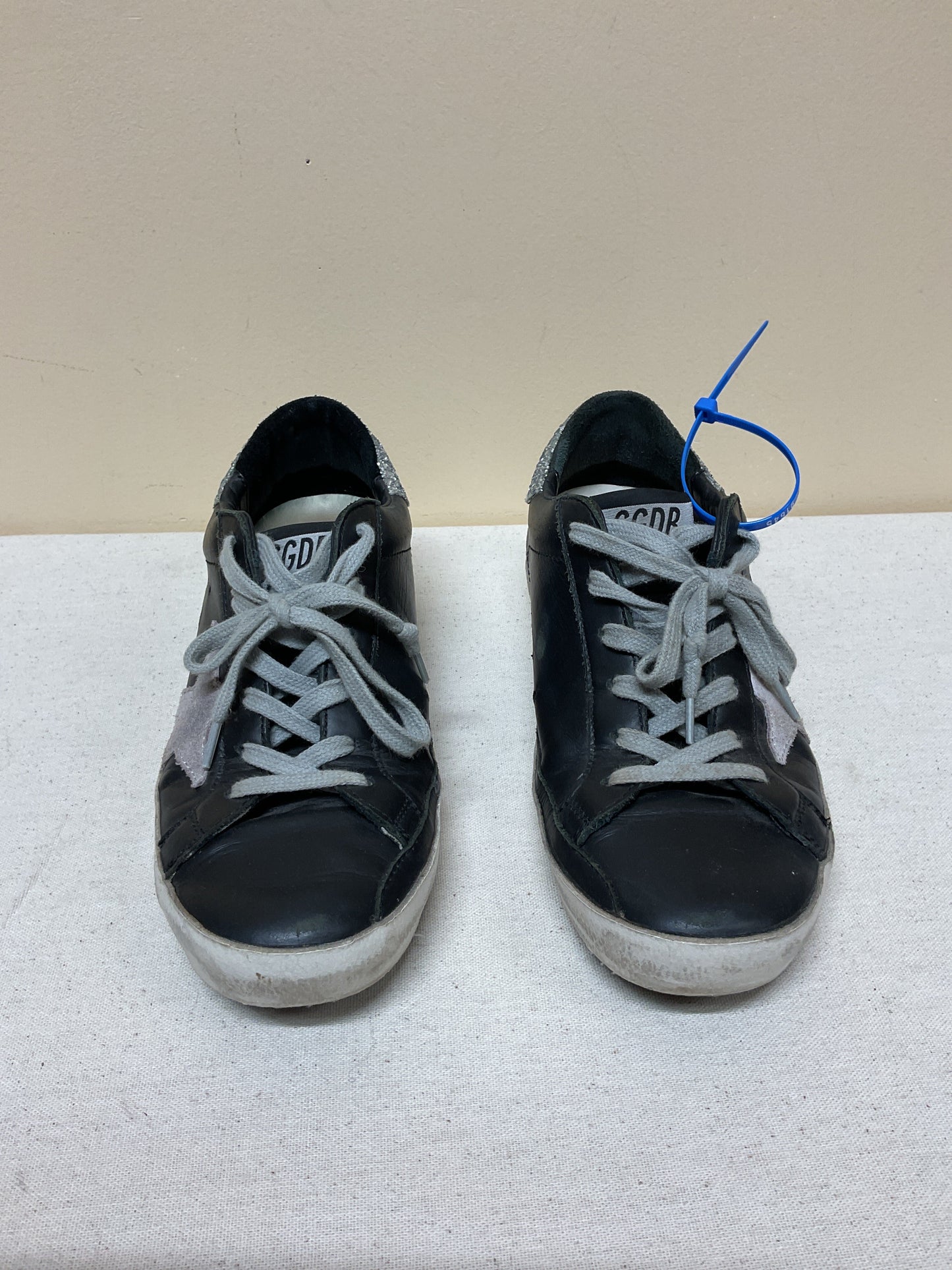 Shoes Luxury Designer By Golden Goose In Black & Silver, Size:36