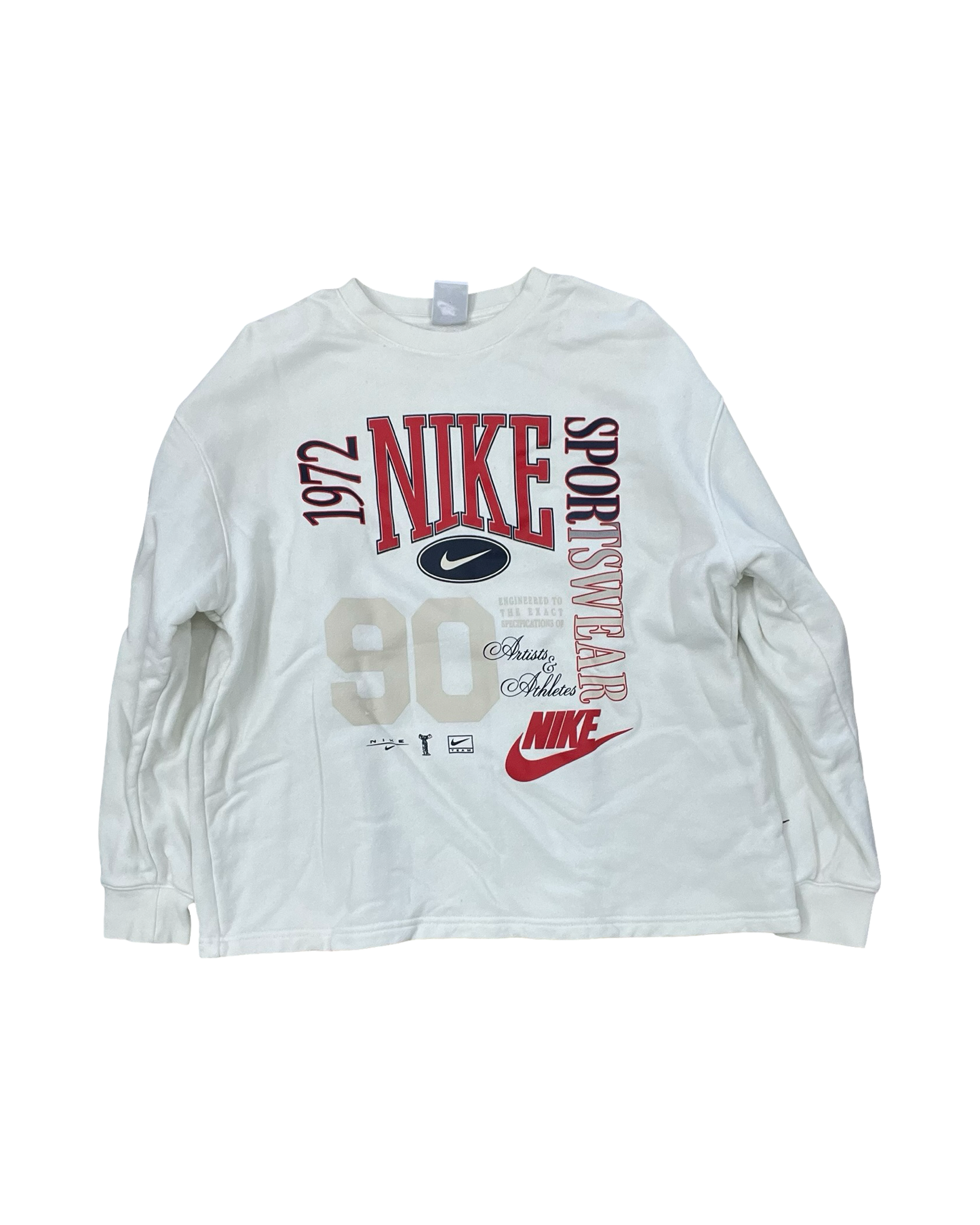 Athletic Top Ls Crewneck By Nike In Cream, Size:S