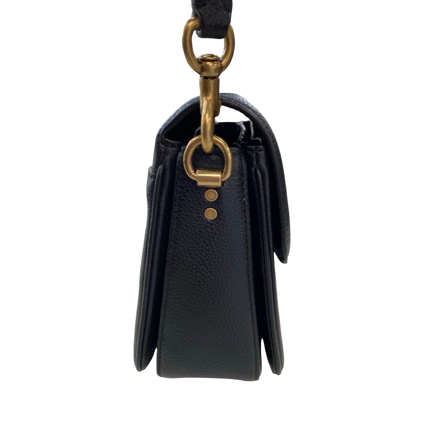 Handbag Designer By Coach In Black & Gold, Size:Small