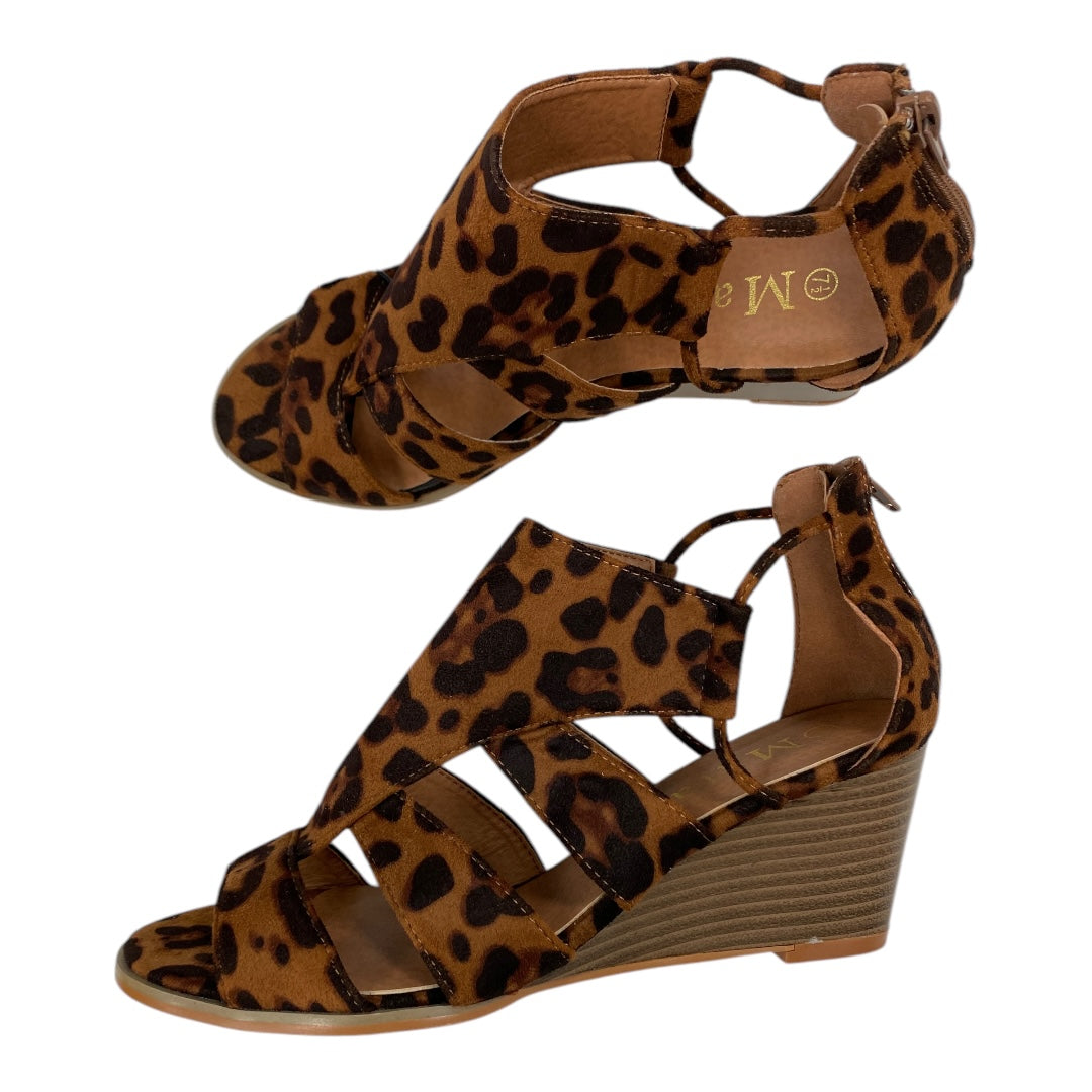 Sandals Heels Wedge By maia In Animal Print, Size:7.5