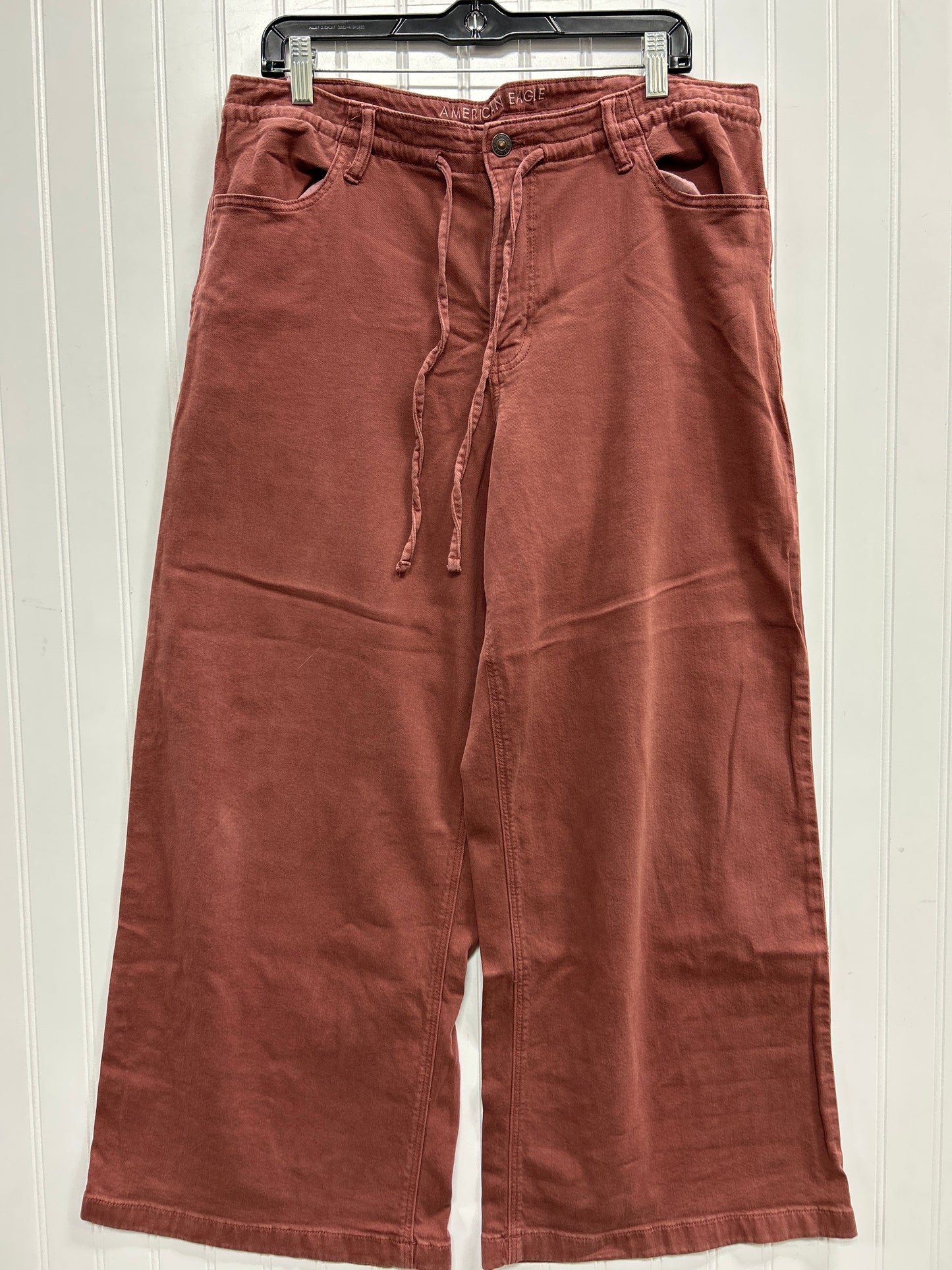 Jeans Wide Leg By American Eagle In Red Denim, Size:14