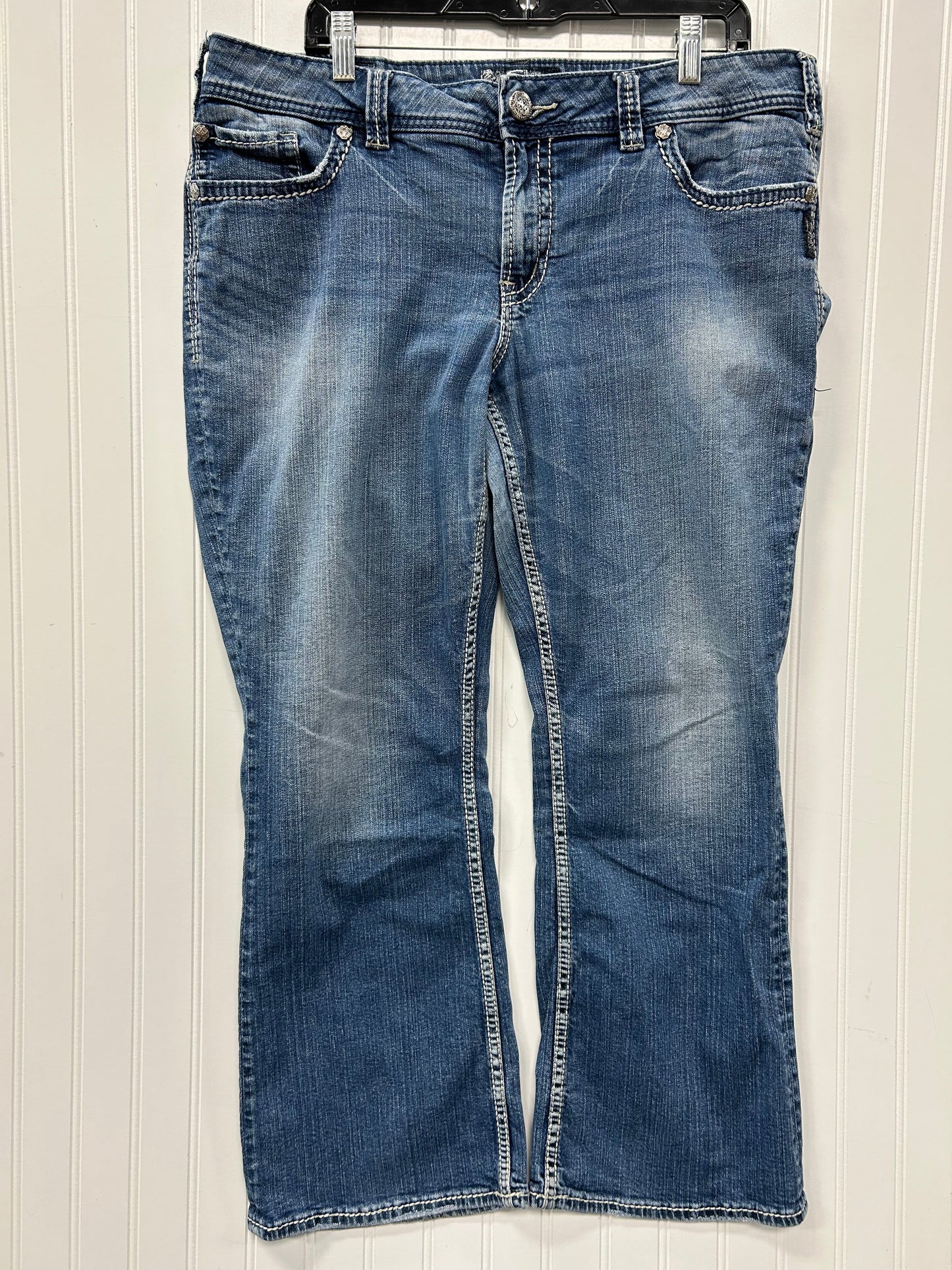 Jeans Flared By Silver In Blue Denim, Size:16