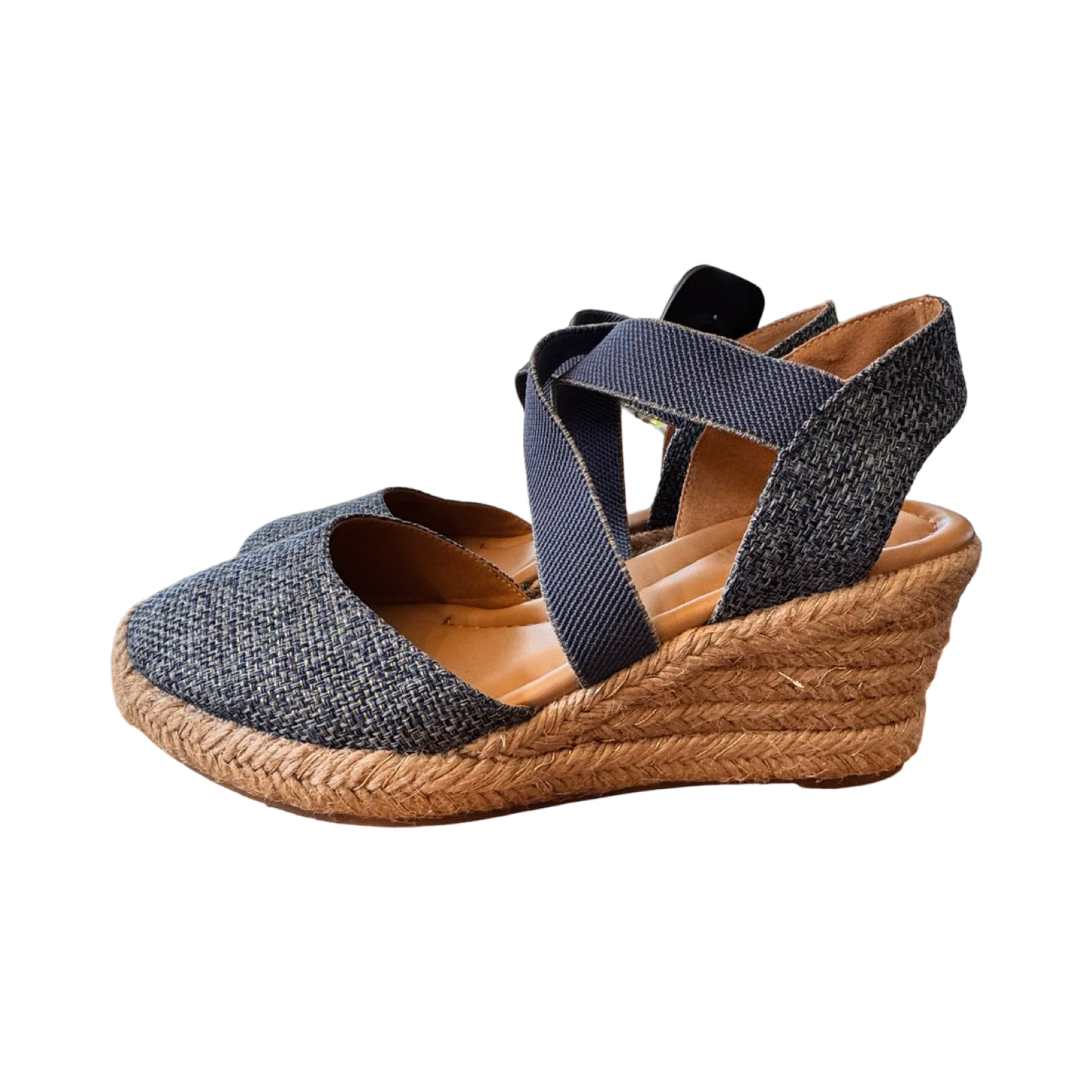 Shoes Heels Wedge By Easy Spirit In Blue & Gold, Size:7.5