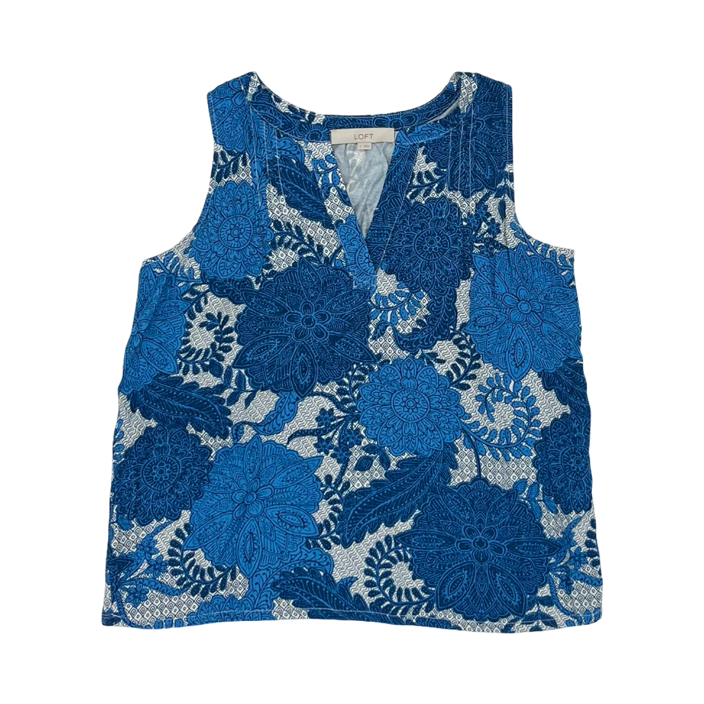 Blouse Sleeveless By Logg In Blue & White, Size:S