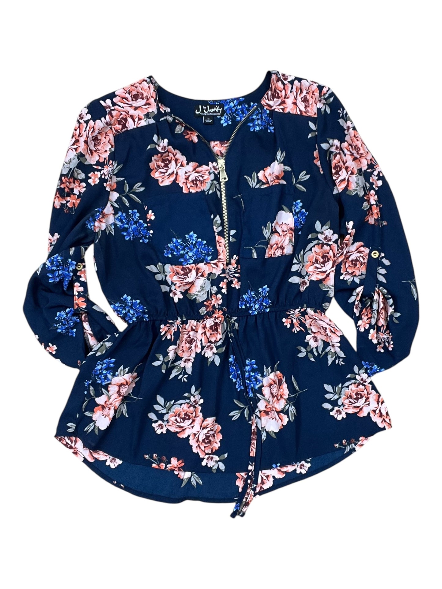 Top 3/4 Sleeve By J For Justify In Blue, Size:M