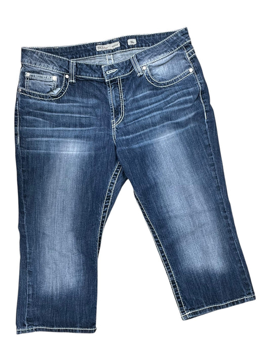 Jeans Cropped By Bke In Blue Denim, Size:18