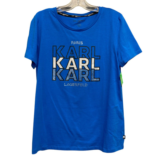 Top Ss Designer By Karl Lagerfeld In Blue & Silver, Size:M