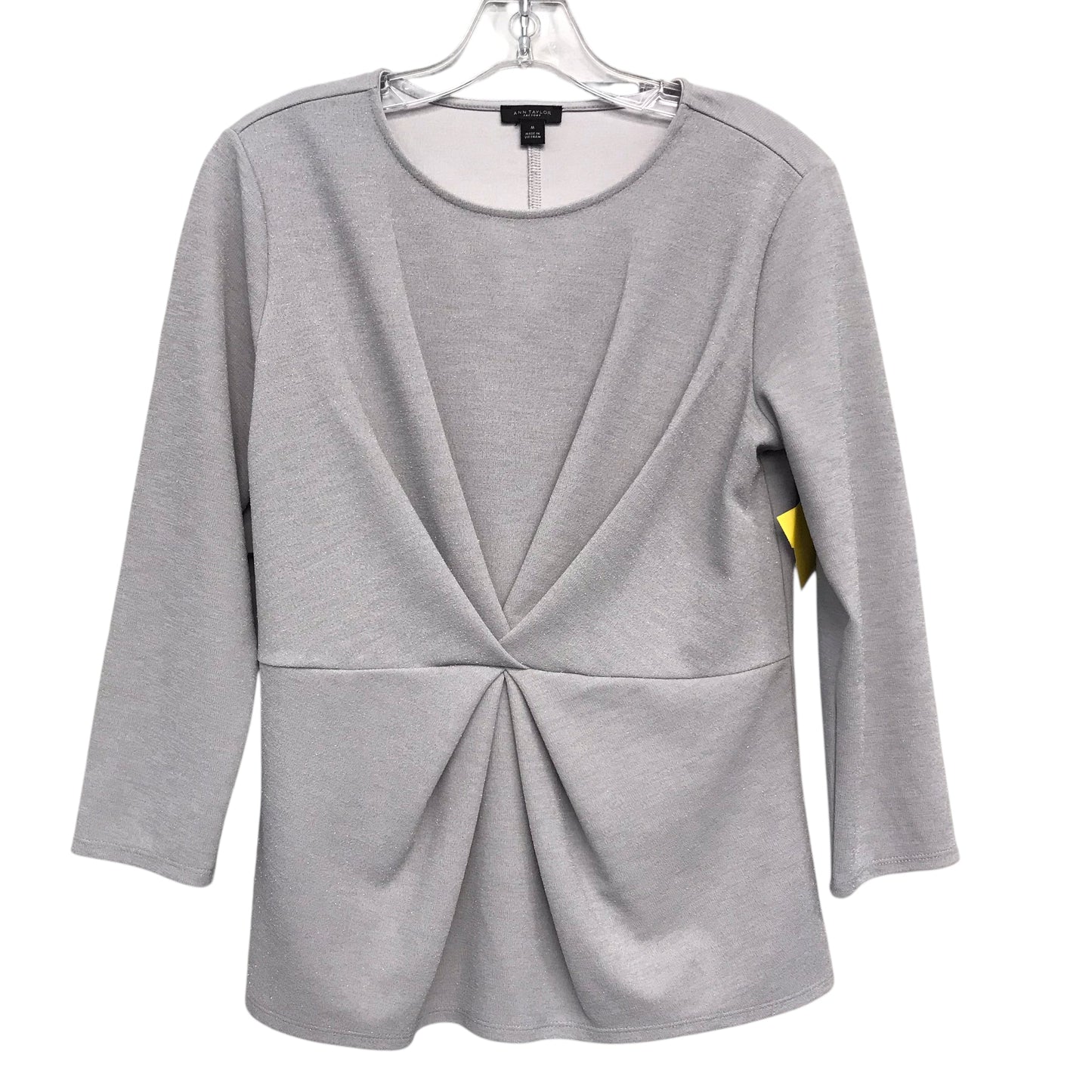Top 3/4 Sleeve By Ann Taylor In Silver, Size:M