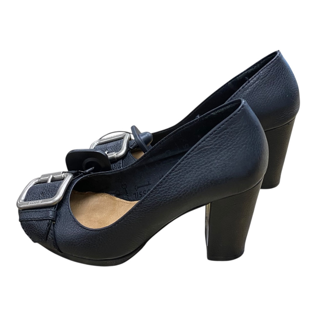 Shoes Heels Block By Fossil In Black, Size:8