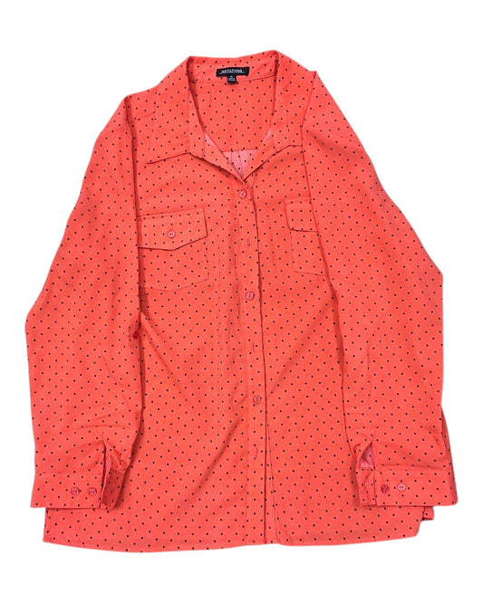 Blouse 3/4 Sleeve By Notations In Orange, Size:Xl