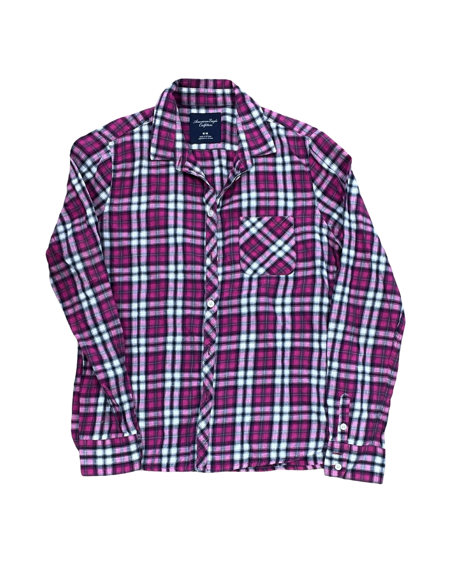 Blouse Ls By American Eagle In Blue & Pink, Size:M